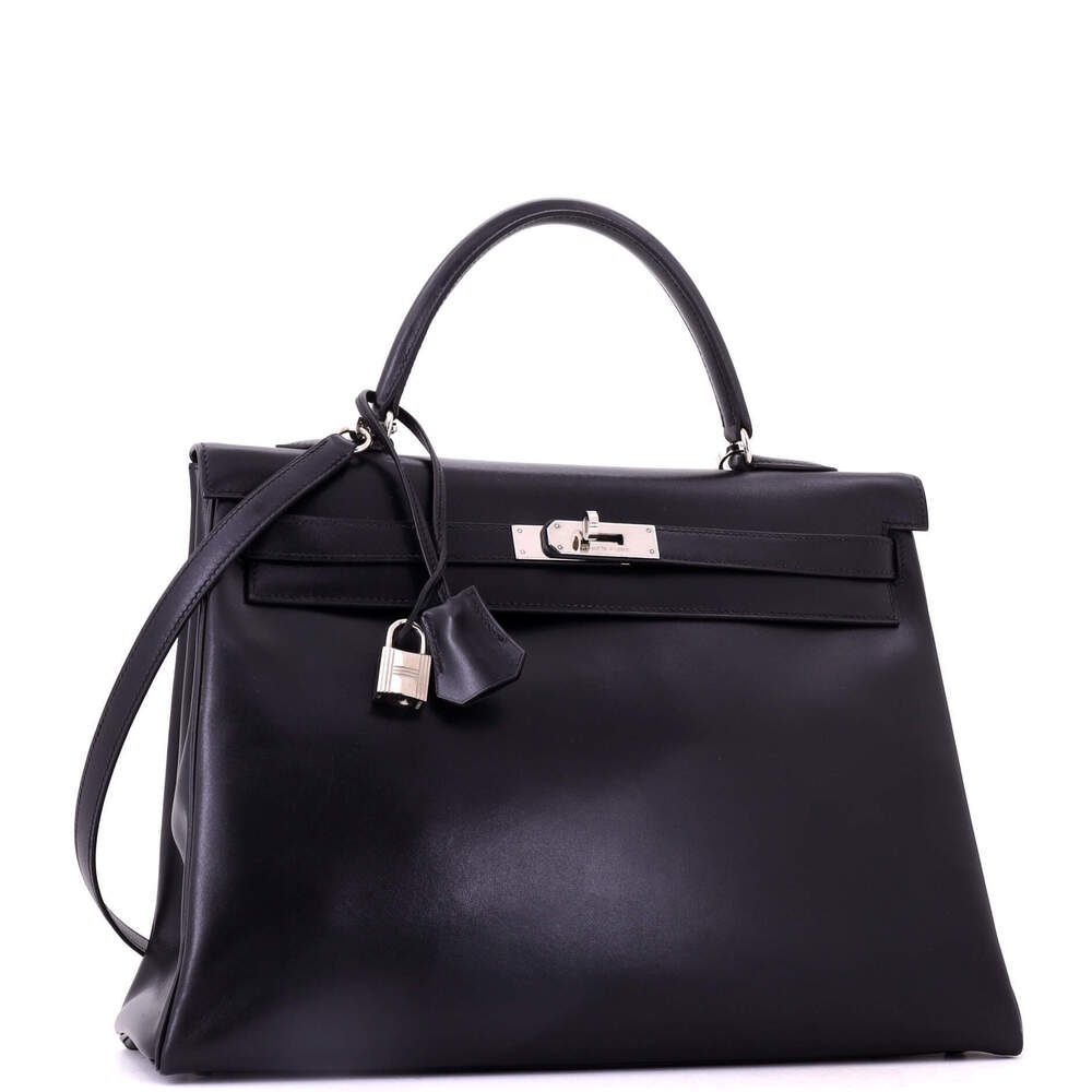 Hermes Kelly 35 Black Box Calf with Palladium Hardware - Picture 3 of 8